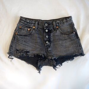 Levi’s high waisted black denim shorts